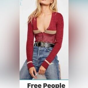 SOLD Elsewhere Free People Burgundy Knit Sweater Size Small